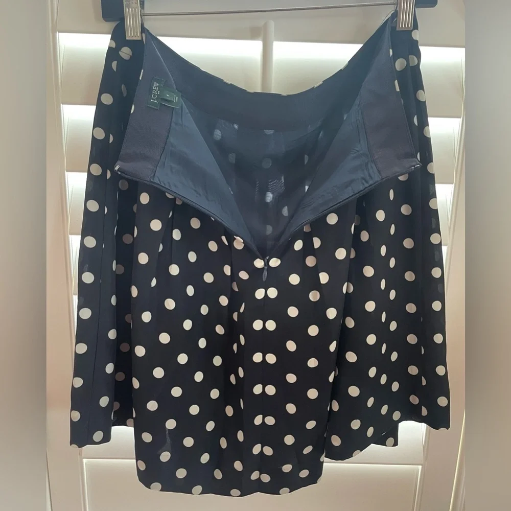 J. Crew Navy Polka Dot A-Line Skirt Knee-Length Casual EUC